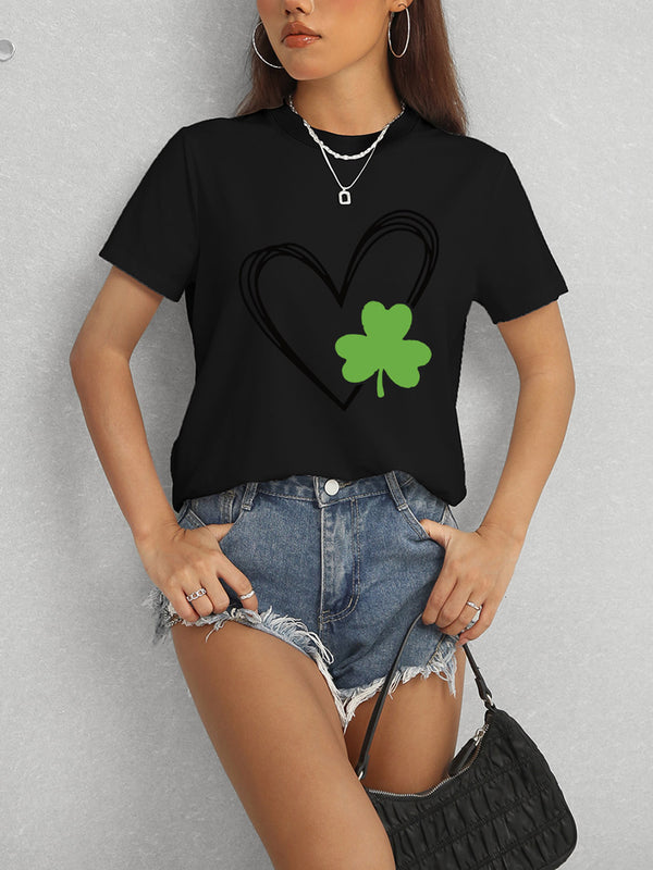 Heart Lucky Clover Short Sleeve T-Shirt-Teresa's Fashionista LLC