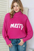 Merry Letter Embroidered High Neck Sweater-Teresa's Fashionista LLC