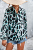 Printed Tie Neck Puff Sleeve Blouse-Teresa's Fashionista LLC