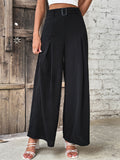 Ruched High Waist Wide Leg Pants-Teresa's Fashionista LLC