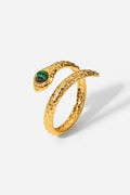 Snake Charmer Malachite Snake-Shaped Bypass Ring-Teresa's Fashionista LLC