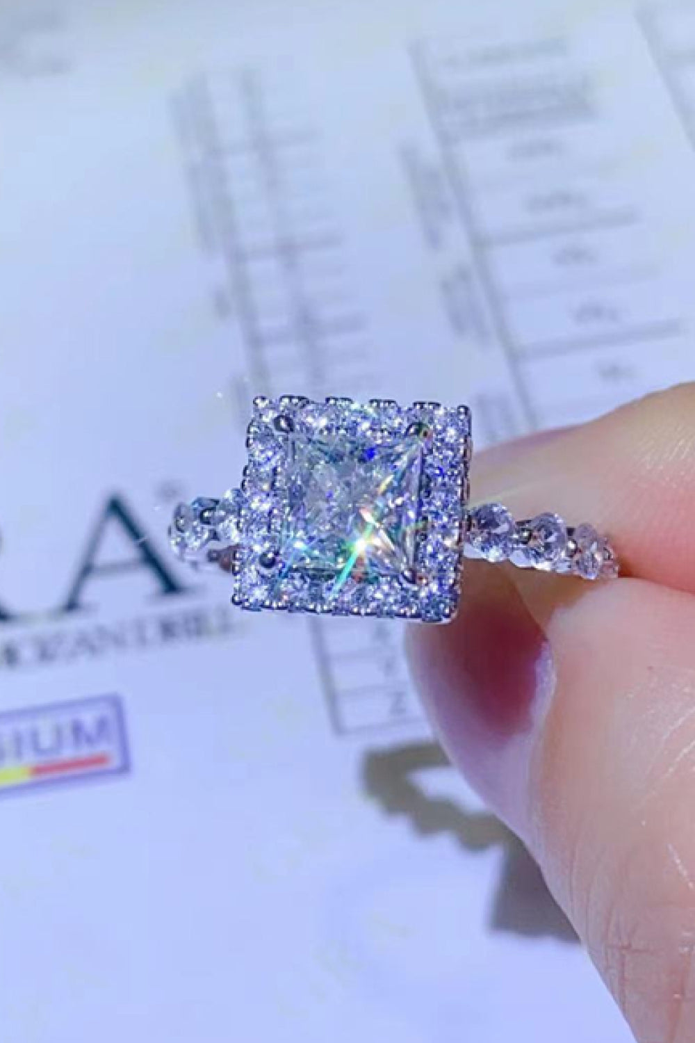 1 Carat Moissanite Square Ring-Teresa's Fashionista LLC