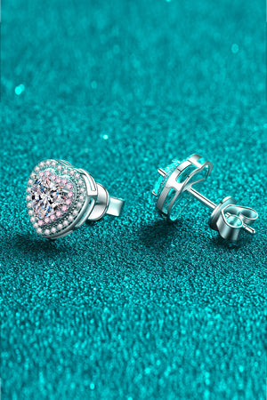 Moissanite Heart-Shaped Stud Earrings-Teresa's Fashionista LLC