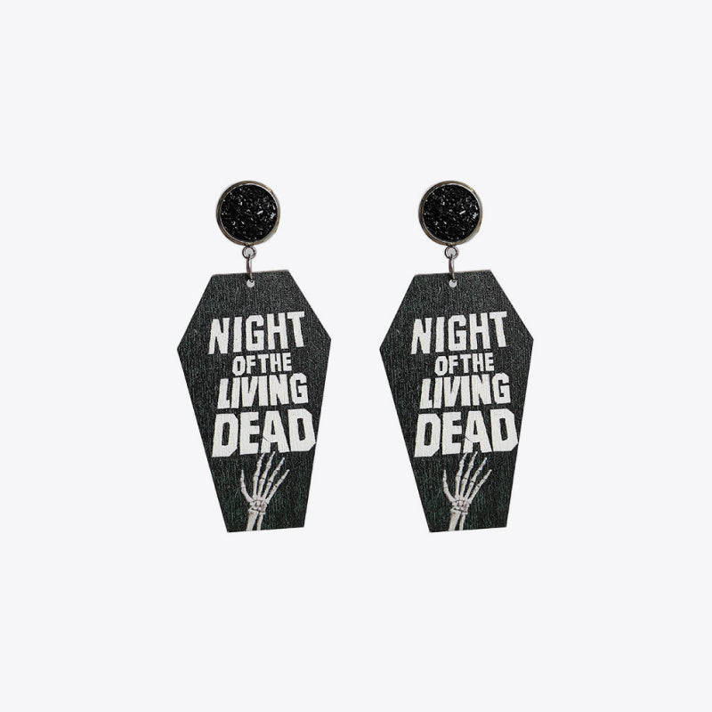 Coffin Shape Wooden Dangle Earrings-Teresa's Fashionista LLC