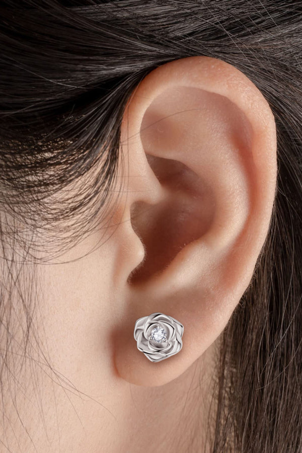 Moissanite Flower 925 Sterling Silver Earrings-Teresa's Fashionista LLC
