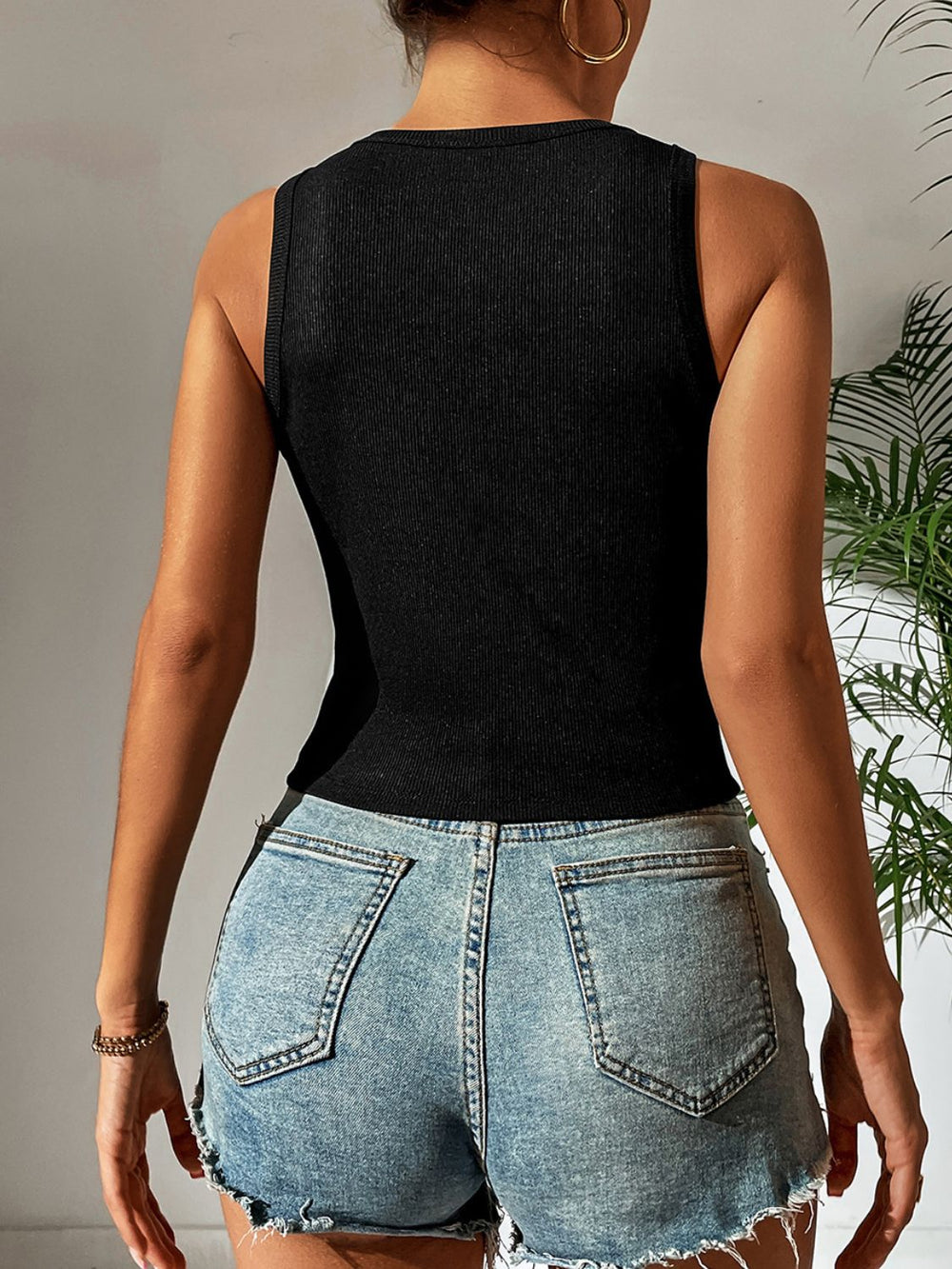 Leopard Cutout Round Neck Tank-Teresa's Fashionista LLC