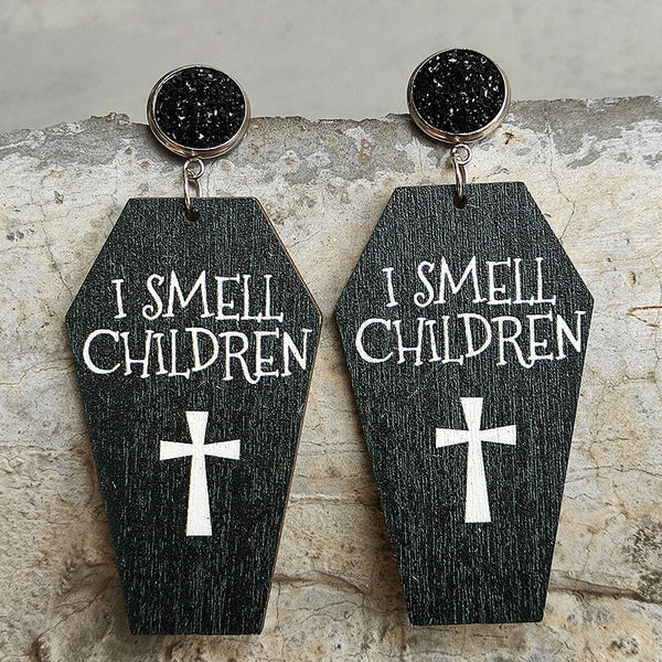 Coffin Shape Wooden Dangle Earrings-Teresa's Fashionista LLC