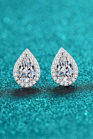 Moissanite Teardrop Stud Earrings-Teresa's Fashionista LLC