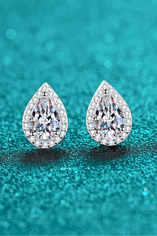 Moissanite Teardrop Stud Earrings-Teresa's Fashionista LLC