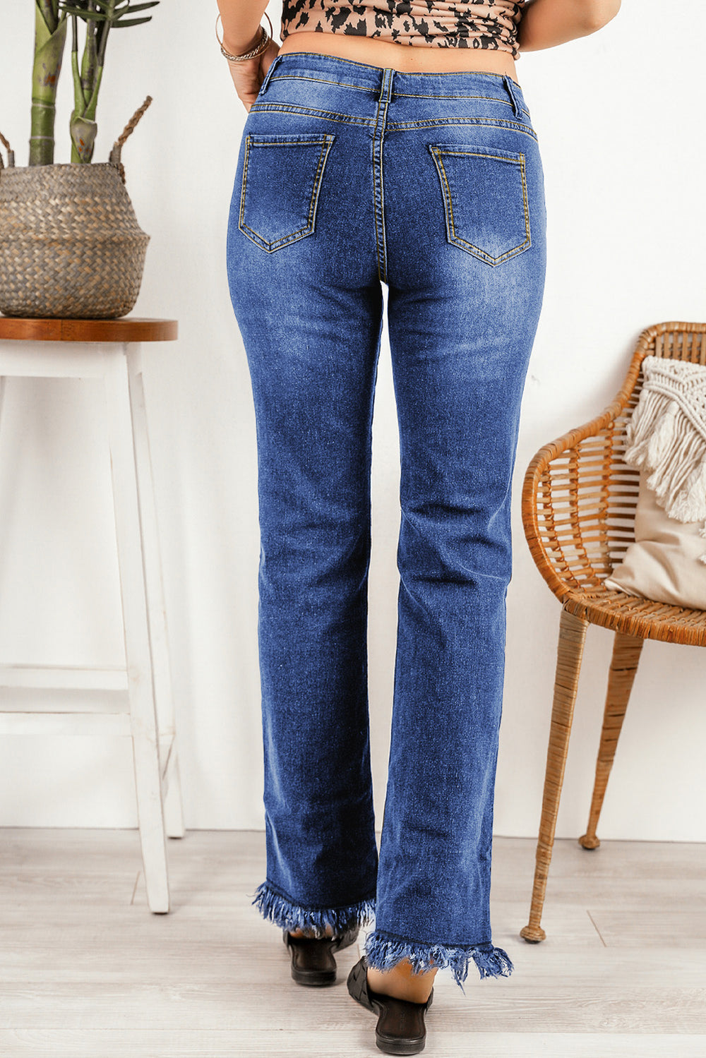 Ripped Frayed Hem Jeans-Teresa's Fashionista LLC