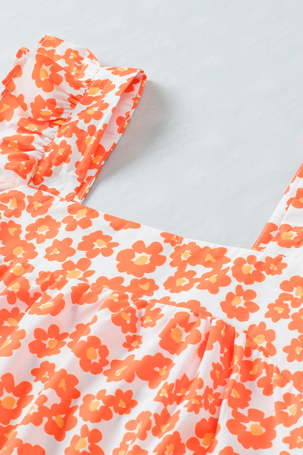 Floral Square Neck Cap Sleeve Tank-Teresa's Fashionista LLC