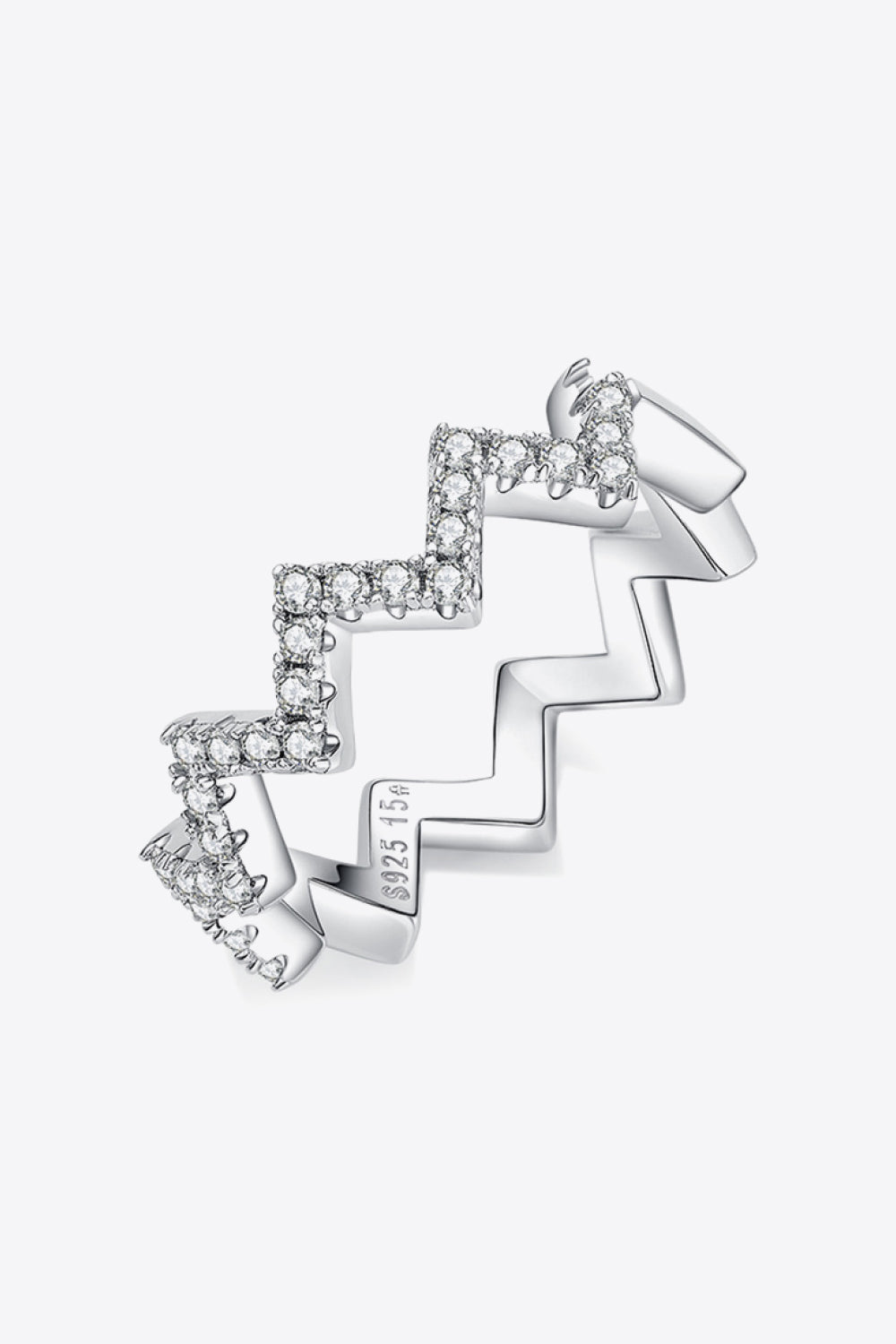 Moissanite Wavy Band Ring-Teresa's Fashionista LLC