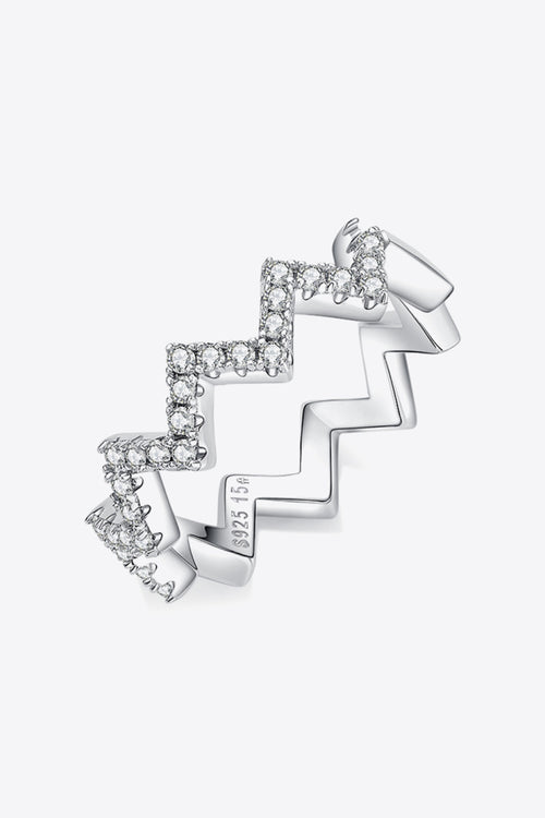 Moissanite Wavy Band Ring-Teresa's Fashionista LLC