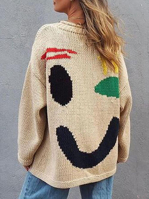 Contrast Drop Shoulder Long Sleeve Sweater-Teresa's Fashionista LLC