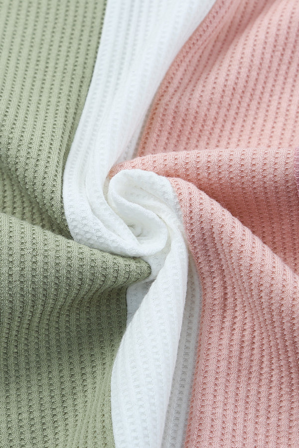 Multicolored Striped Waffle-Knit Sleeveless Tank-Teresa's Fashionista LLC
