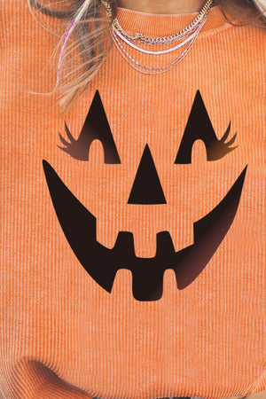 Round Neck Dropped Shoulder Jack-O'-Lantern Graphic Sweatshirt-Teresa's Fashionista LLC