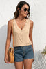 Buttoned Deep V Tank-Teresa's Fashionista LLC