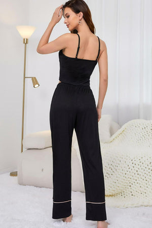 Contrast Trim Cropped Cami and Pants Loungewear Set-Teresa's Fashionista LLC
