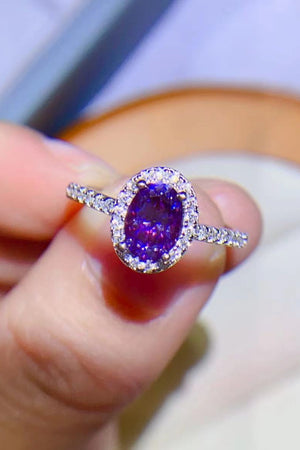 925 Sterling Silver 1 Carat Purple Moissanite Ring-Teresa's Fashionista LLC