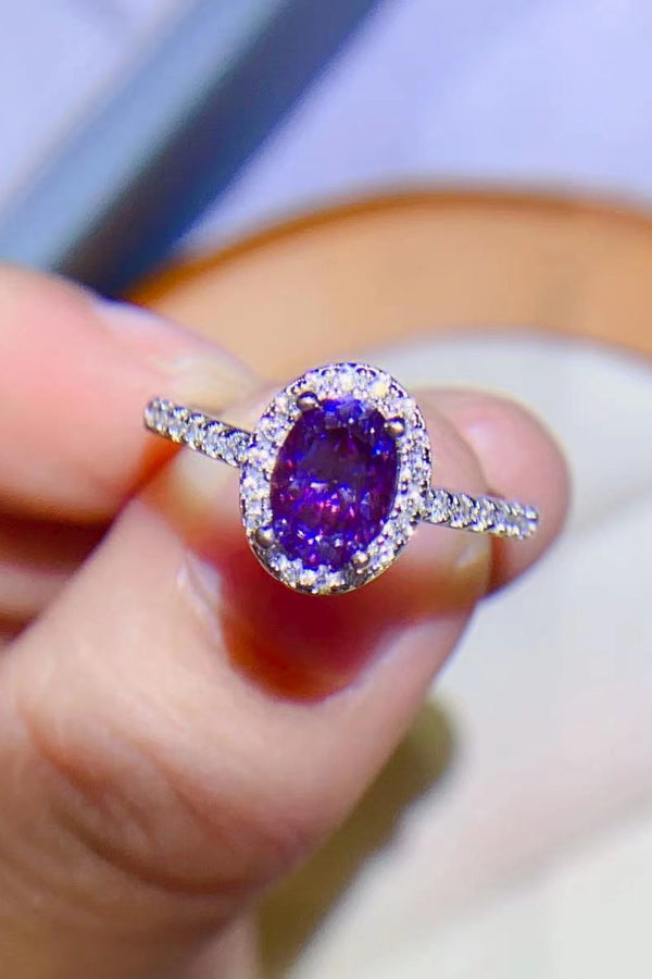 925 Sterling Silver 1 Carat Purple Moissanite Ring-Teresa's Fashionista LLC