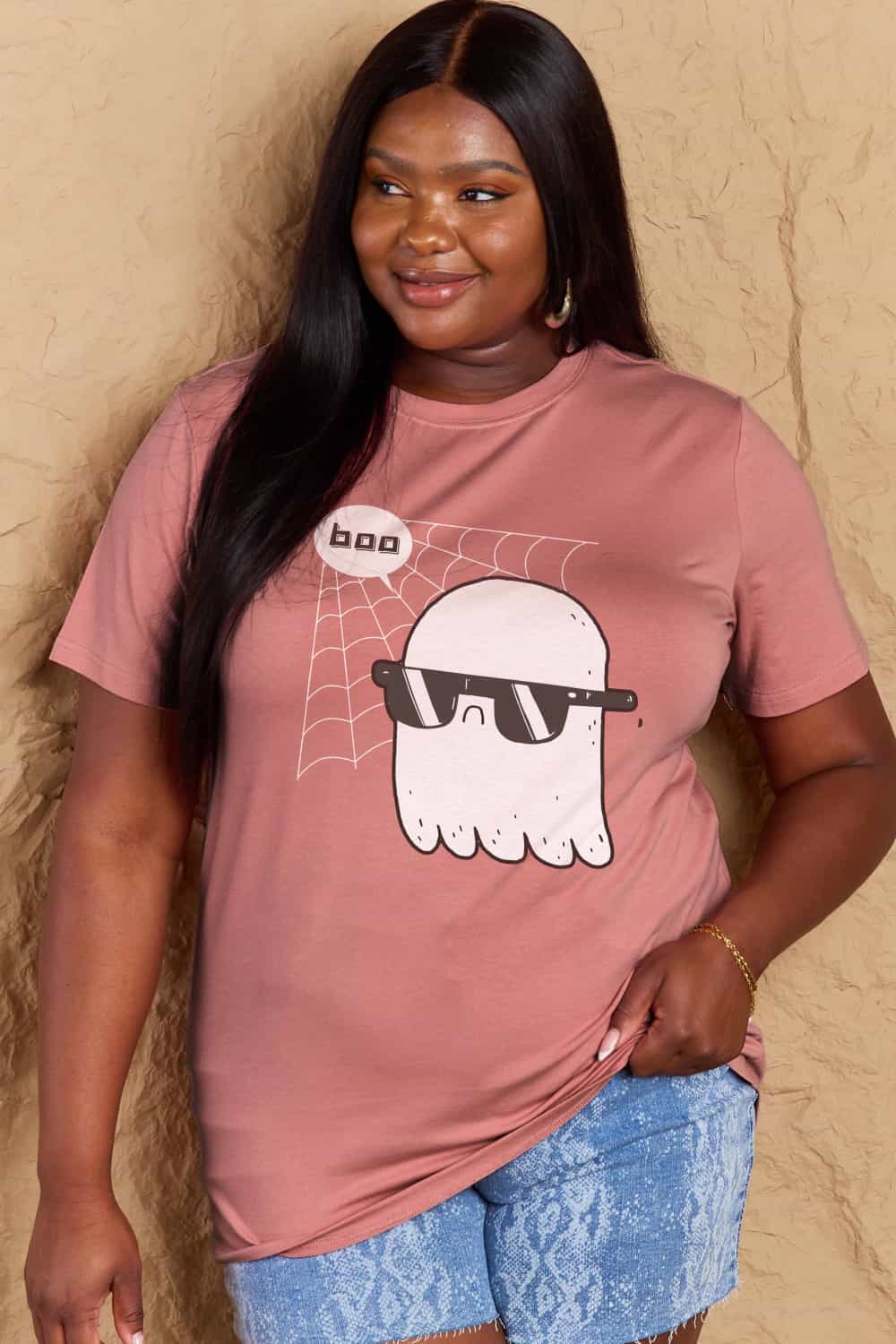 Simply Love Full Size BOO Graphic Cotton T-Shirt-Teresa&#39;s Fashionista LLC