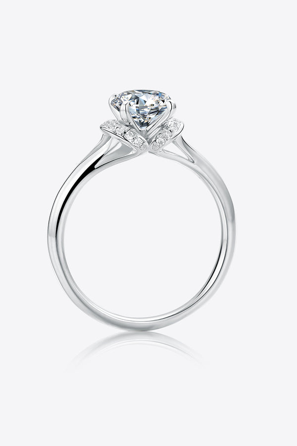 1 Carat Moissanite 925 Sterling Silver Split Shank Ring-Teresa's Fashionista LLC