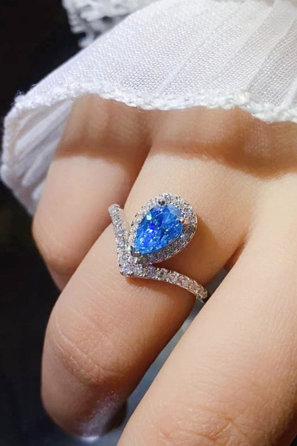 1 Carat Pear Shape Moissanite Heart Ring-Teresa's Fashionista LLC