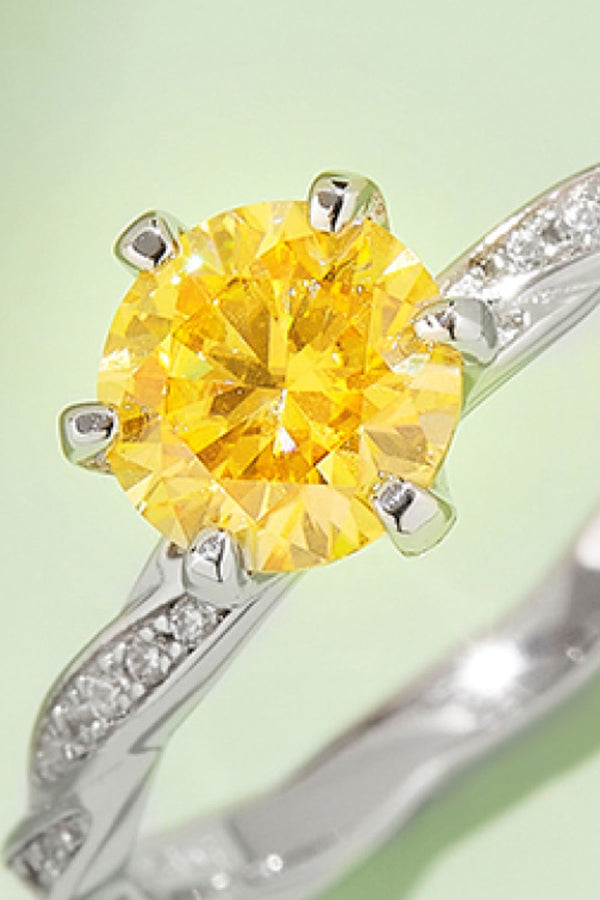 1 Carat Moissanite Contrast 925 Sterling Silver Ring-Teresa's Fashionista LLC