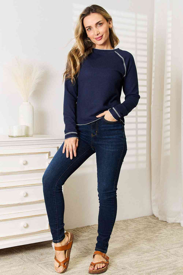 Basic Bae Long Raglan Sleeve Round Neck Top-Teresa's Fashionista LLC