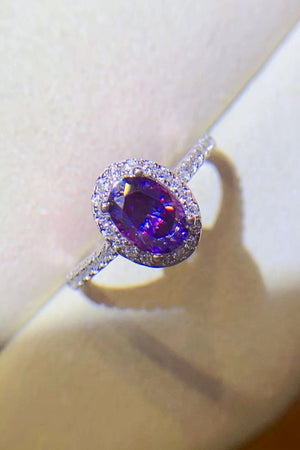 925 Sterling Silver 1 Carat Purple Moissanite Ring-Teresa's Fashionista LLC