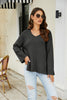 Drop Shoulder V-Neck Knit Pullover-Teresa's Fashionista LLC