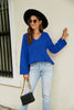 Drop Shoulder V-Neck Knit Pullover-Teresa's Fashionista LLC