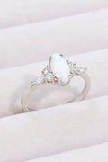 Opal and Zircon Platinum-Plated Ring-Teresa's Fashionista LLC