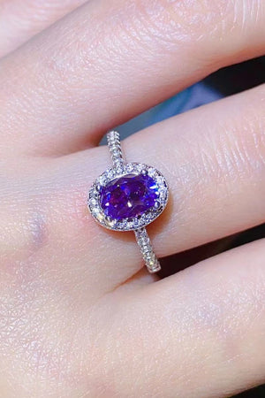925 Sterling Silver 1 Carat Purple Moissanite Ring-Teresa's Fashionista LLC