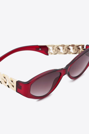 Chain Detail Temple Cat Eye Sunglasses-Teresa's Fashionista LLC