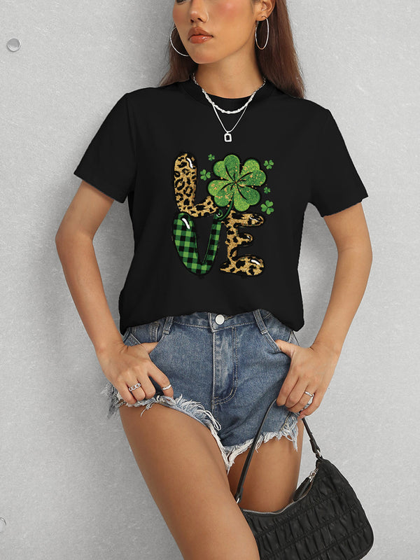 LOVE Round Neck Short Sleeve T-Shirt-Teresa's Fashionista LLC