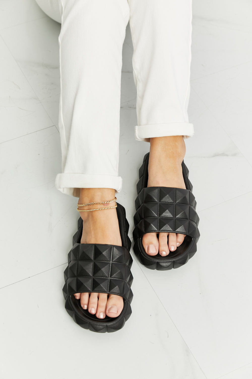 Legend Let's Chill 3D Stud Slide Sandal-Teresa&#39;s Fashionista LLC