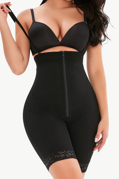 Full Size Lace Detail Zip-Up Under-Bust Shaping Bodysuit-Teresa's Fashionista LLC