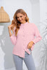 Mock Neck Buttoned Long Sleeve Shirt-Teresa's Fashionista LLC