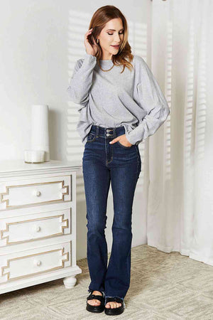 Double Take Seam Detail Round Neck Long Sleeve Top-Teresa's Fashionista LLC