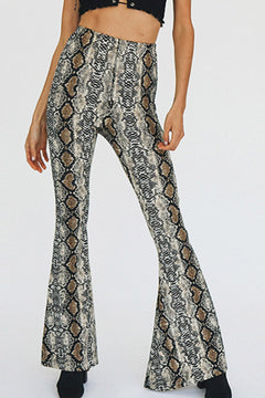 Snakeskin Print Flare Pants-Teresa's Fashionista LLC