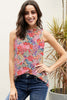 Floral Mock Neck Tank Top-Teresa's Fashionista LLC