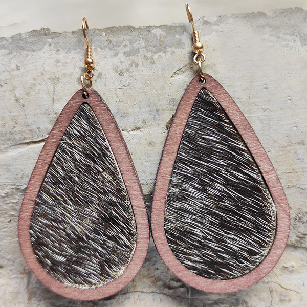 Teardrop Shape Wooden Dangle Earrings-Teresa's Fashionista LLC