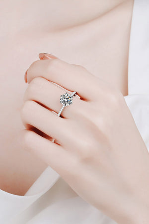 925 Sterling Silver 2 Carat Moissanite Ring-Teresa's Fashionista LLC