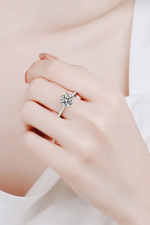 925 Sterling Silver 2 Carat Moissanite Ring-Teresa's Fashionista LLC