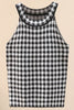 Plaid Round Neck Sleeveless Knit Top-Teresa's Fashionista LLC