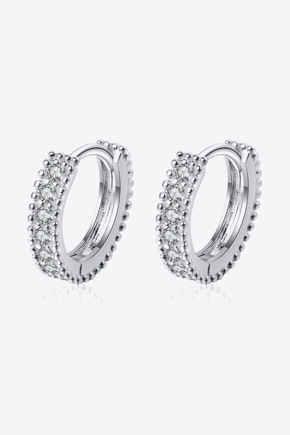 925 Sterling Silver Inlaid Moissanite Huggie Earrings-Teresa's Fashionista LLC