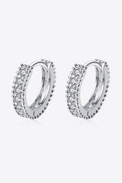 925 Sterling Silver Inlaid Moissanite Huggie Earrings-Teresa's Fashionista LLC