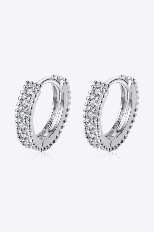 925 Sterling Silver Inlaid Moissanite Huggie Earrings-Teresa's Fashionista LLC