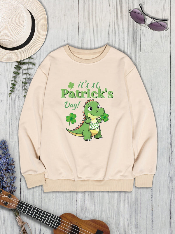 IT'S ST. PATRICK'S DAY Graphic Round Neck Sweatshirt-Teresa's Fashionista LLC